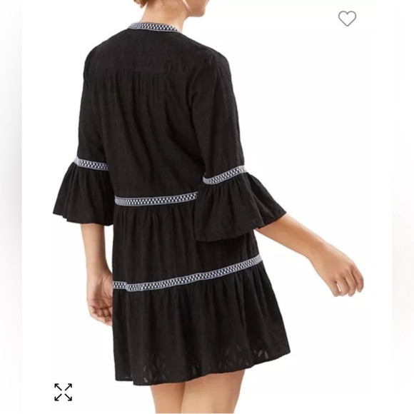 Tommy Bahama Jacquard Tiered Dress with Tassel Trim & Bell Sleeves - Picture 2 of 8